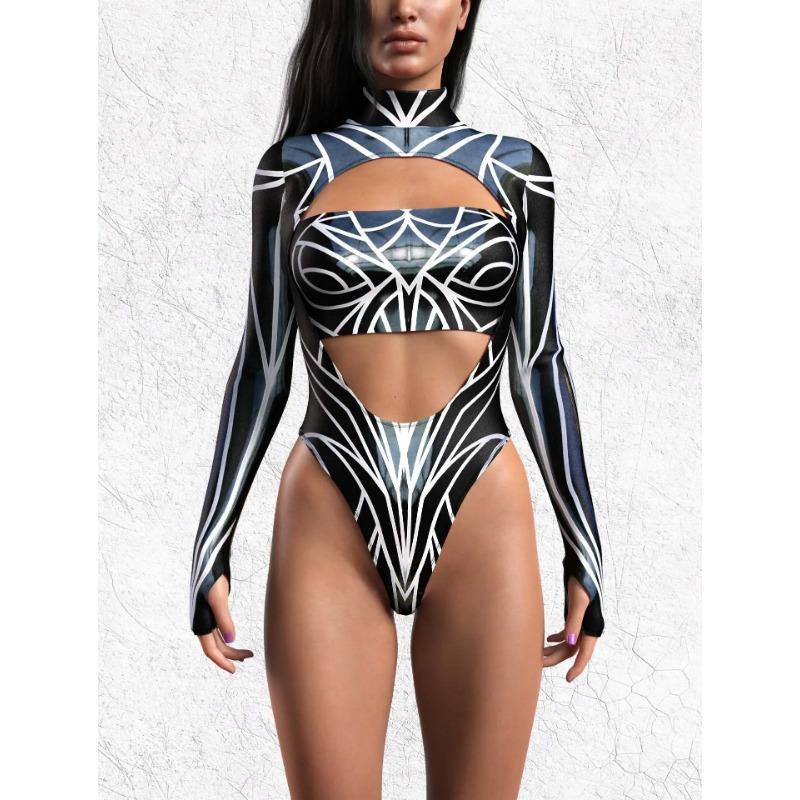 

3D цифровая печать купальник для взрослых женщин Хэллоуин мероприятия бикини плавание карнавал тематическая вечеринка косплей купальник боди L