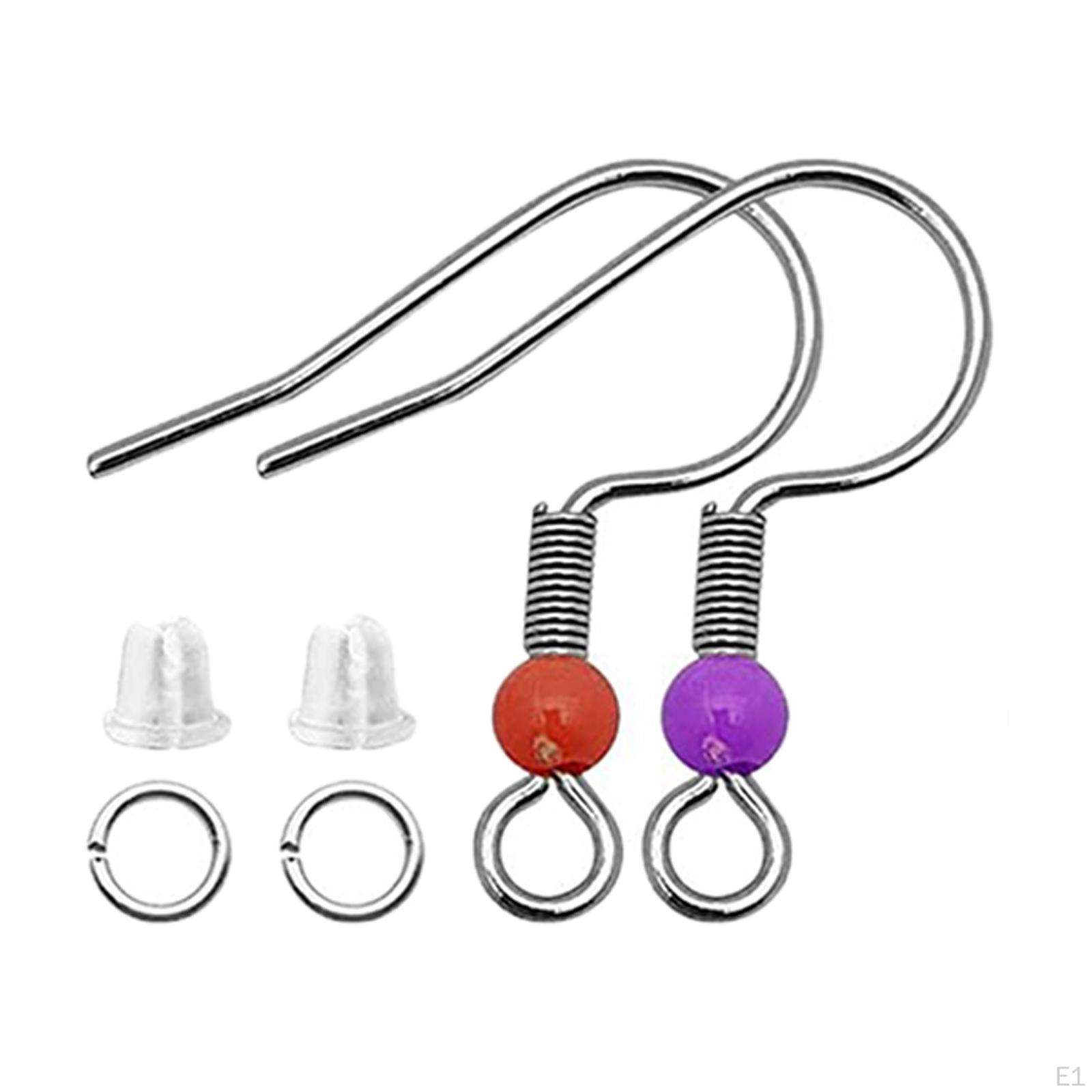 100 крючков для сережек из нержавеющей стали с цветными бусинами для сережек своими руками — фото 2