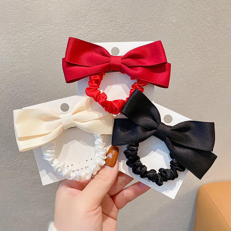 Women Cute Bow Rubber Bands Elastic Hair Bands Korean Headwear for Girls Solid Color Hairbands Headband Fashion Hair Accessories
