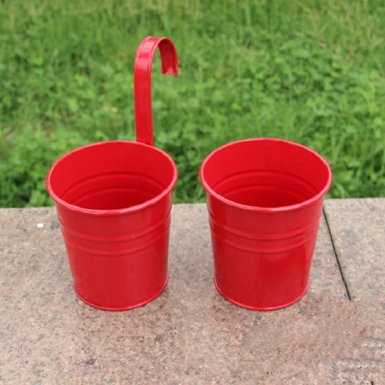 Hanging Planter Railing Balcony Planter for Indoor Outdoor Plants,Metal Bucket Herb Planter for Window Wall Fence with Removable Hooks