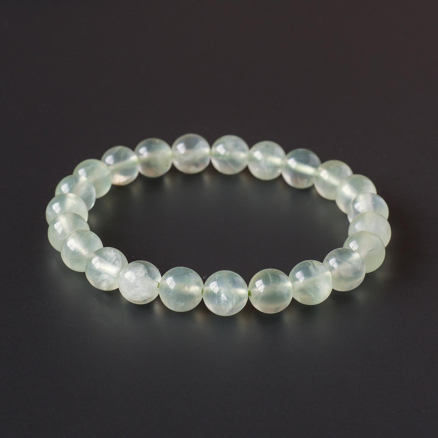 

Рунья Натуральный Пренит Зеленый Кристалл Браслет из Бусин 7-7.5mm Single-Strand (~26 beads)