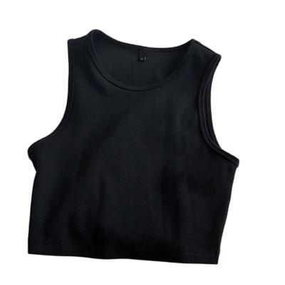 Top corto estivo da donna retrò a vita alta, snellente, elasticizzato, corto, senza maniche