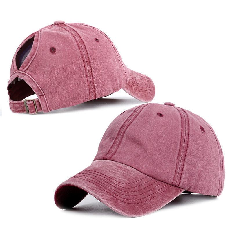 1 Pièce Casquette en Coton Tendance Légère Aspect Usé, Pare-Soleil, Ajustement Réglable et Adaptée aux Queues de Cheval pour Femmes Stylées Adjustable pink