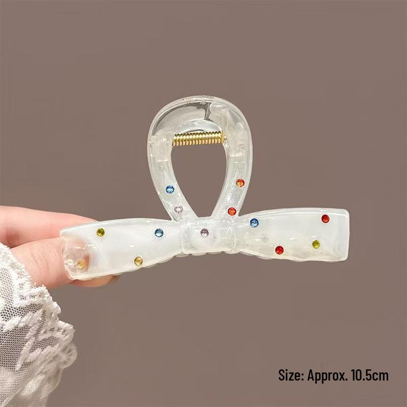 Koreanischer Eleganter Kürbisbogen Polka Dot Haarspange - Groß, Cremige Texturierte Hochsteckfrisur-Accessoire