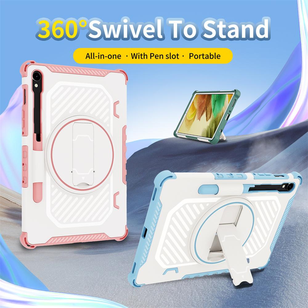 Suitable for Samsung Tablet Protective Case S7+ S7FE S8plus S9FE S9+ S10plus with Rotating Stand A11plus