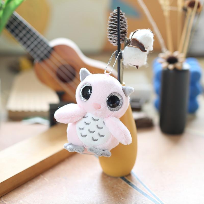 

Owl Animal Plush Keychain Cute Cartoon Super Soft Short Pile Children Bag Doll розовый