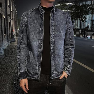 Jeans In Autumn and Winter Plus Velvet Vintage Denim Jacket Men's Korean Version of Slim Tooling Jacket