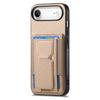 For iPhone Air Case with Card Holder Kickstand Fiber Pattern Leather Back Cover