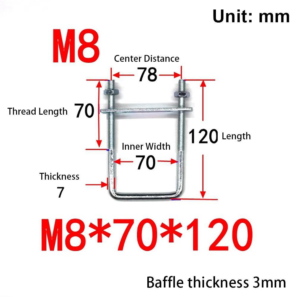 1Pcs With Baffle Pipe U-clamp Screws Right Angle U-bolt New Square Bolt for Square Tube
