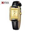 OFNS Fashion High End Full Diamond Square Plate Women's Quartz Watch Leather Strap 3ATM Anti Elegant Leisure Versatile Watch