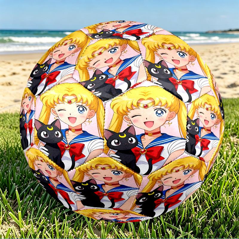 Sailor Moon Print Size 5 Soccer Ball, PU Wear Resistant Football for Match Training and Daily Practice, Birthday Gift for Soccer Fans