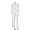 Women's Solid Color Linen Sleeveless Vest High Waist Wide Leg Pants 2 Piece Outfit Casual Co Ord Set