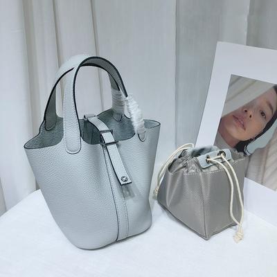 Spot-Großhandel Oberleder Rindsleder Gemüsekorb Tasche Ledereimer Tasche Pendler Mode Schloss Schnalle Handtasche Frau