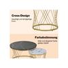Table basse moderne gigogne, table basse en lot de 2, cadre doré