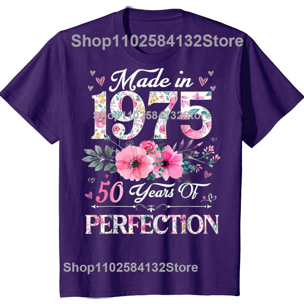 50-årsdagspresenter Män Kvinnor 50 År Gammal Vintage 1975 Party T-shirt Kvinnor Män Kläder Streetwear Grafiska T-shirts Toppar