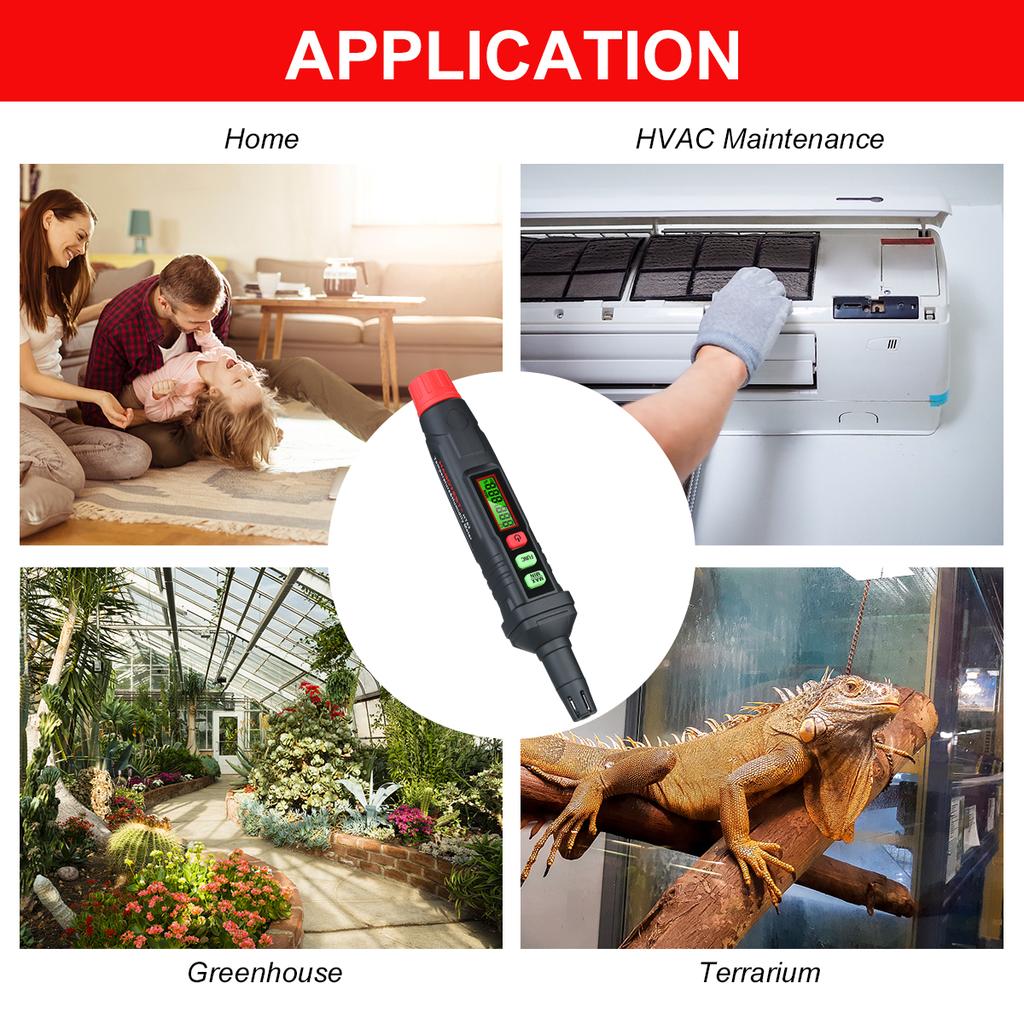 HABOTEST 4-in-1 Digital Psychrometer Portable Thermo-Hygrometer Mini Temperature and Humidity Meter
