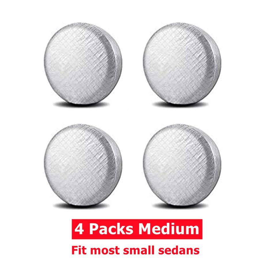 

19 -36 4 Packs Silver Adjustable Wheel Tire Covers for Sedan RV Camper Van SUV Wheel Oxford Waterproof UV Sun Protectors