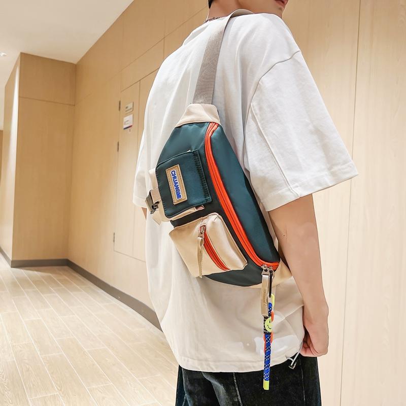 Fargeblokk Skulderveske Crossbody-veske Sports Brystveske Casual Liten Satchel-veske For Menn