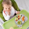 Divided Stainless Steel Plates for Adults and Children, Split Design, Durable, Easy to Clean, 3-Compartment Plates