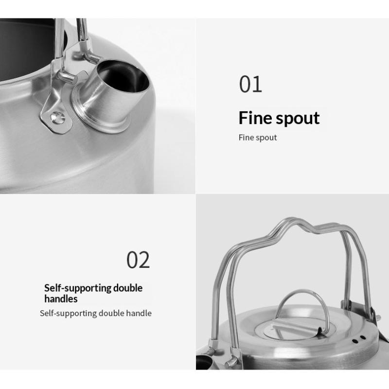 Outdoor Stainless Steel Kettle Locking Handle Camping Hung Pot Portable Coffee Pot Picnic Cooker 900Ml Teapot Kettle