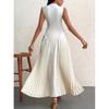 Summer New Style Pleated Patchwork Long Dress Elegant Sleeveless Slim Fit Evening Gown Party Dress