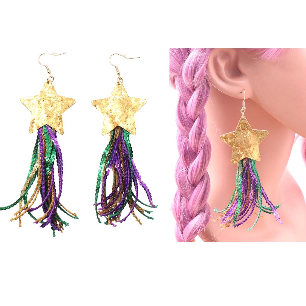 Orecchini Pendenti Stella Scintillante con Nappe Colorate e Paillettes Orecchini Pendenti Stella a Cinque Punte Accessori alla Moda