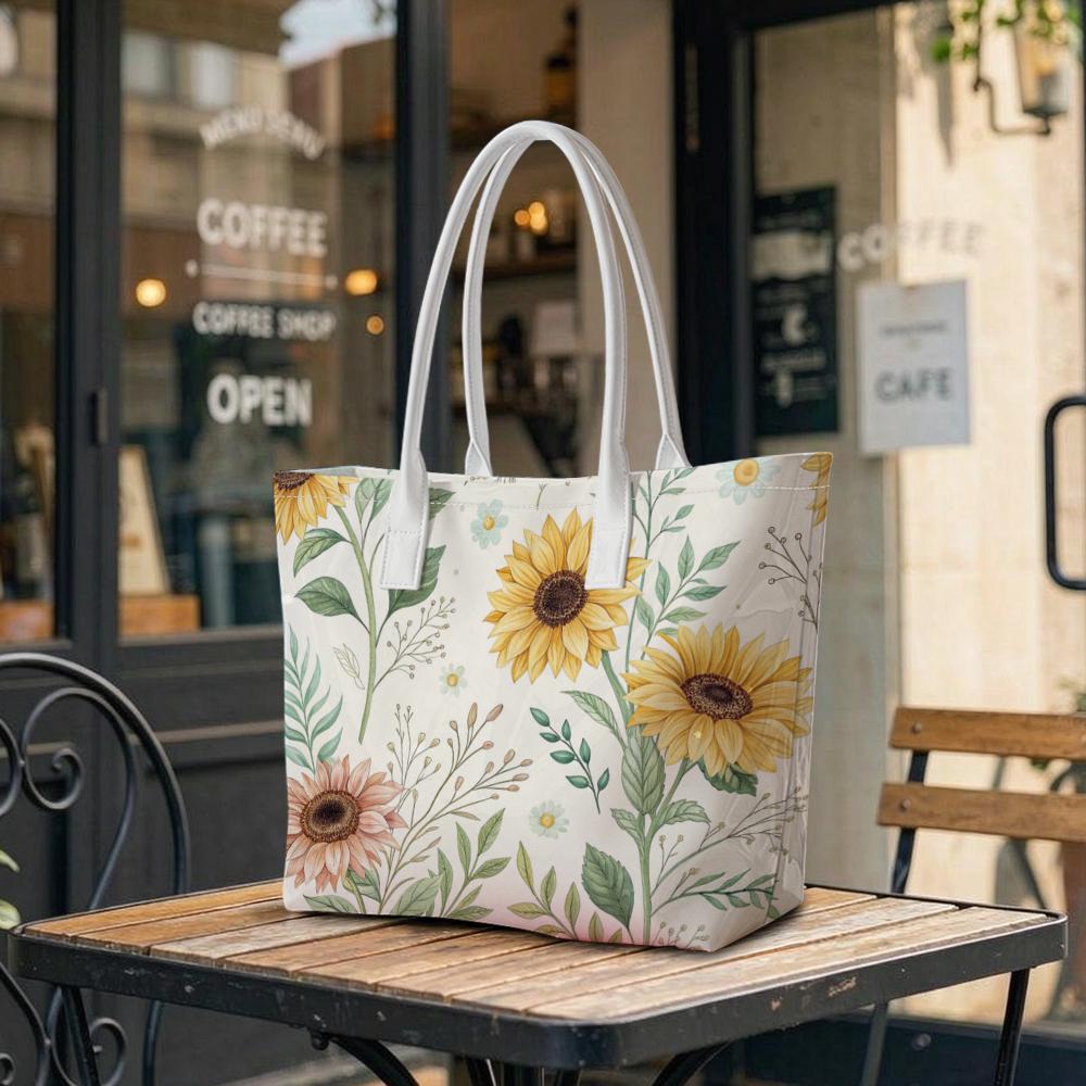 Sunflower Printed Tote Bag Large Fashion Casual Daily Handbag for Women