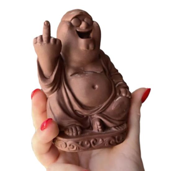 Statua del Buddha con Dito Medio Sorriso Divertente Peter Statuetta di Buddha in Resina Ornamento da Tavolo Buddha Regalo Scherzoso per Amici Famiglia