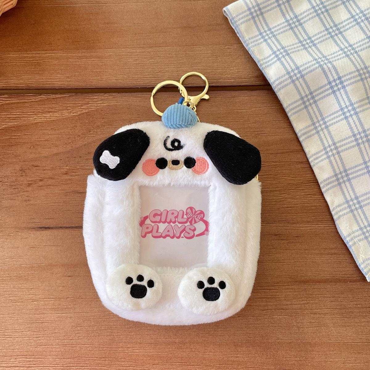 Игривый держатель для карт с плюшевым животным в форме сердца: Милый Мультяшный Кошелек для Монет и Карман для Фотографий