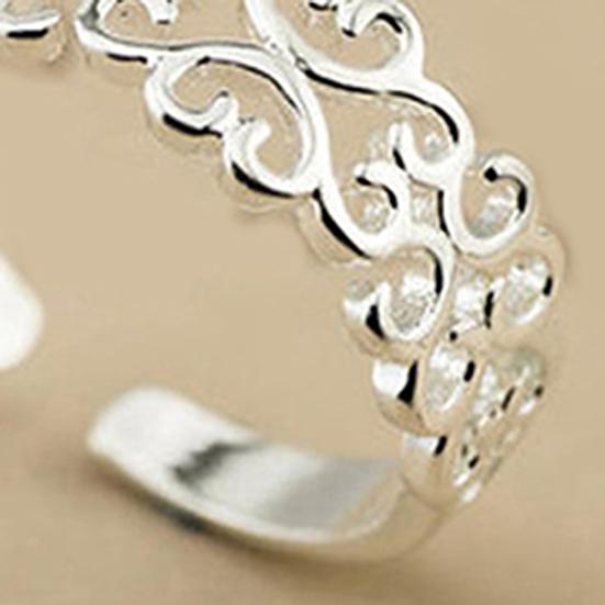 Women Fashion Hollow Love Heart Adjustable Jewelry Silver Plated Open Ring Gift