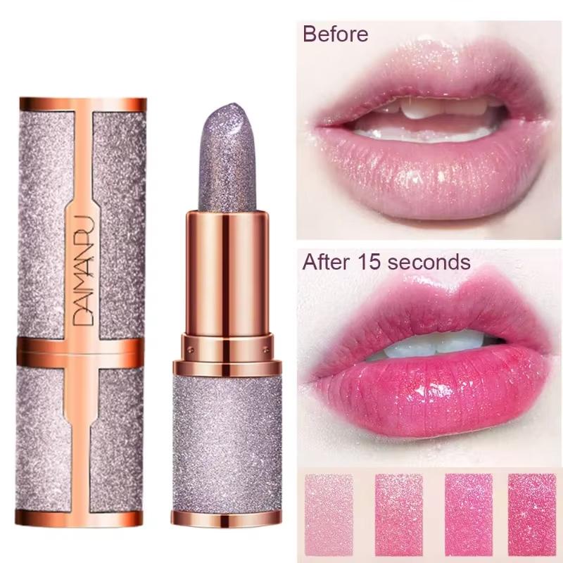 Třpytivá matná rtěnka se změnou teploty Vodotěsná Dlouhotrvající diamantové rtěnky Nepřilnavé Červená Růžová Tónovací make-up na rty Kosmetika