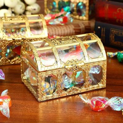 18pcs Vintage Transparent Wedding Gift Boxes with Golden-Tone Lids Plastic Favor Boxes with Secure Locking Latches for Wedding