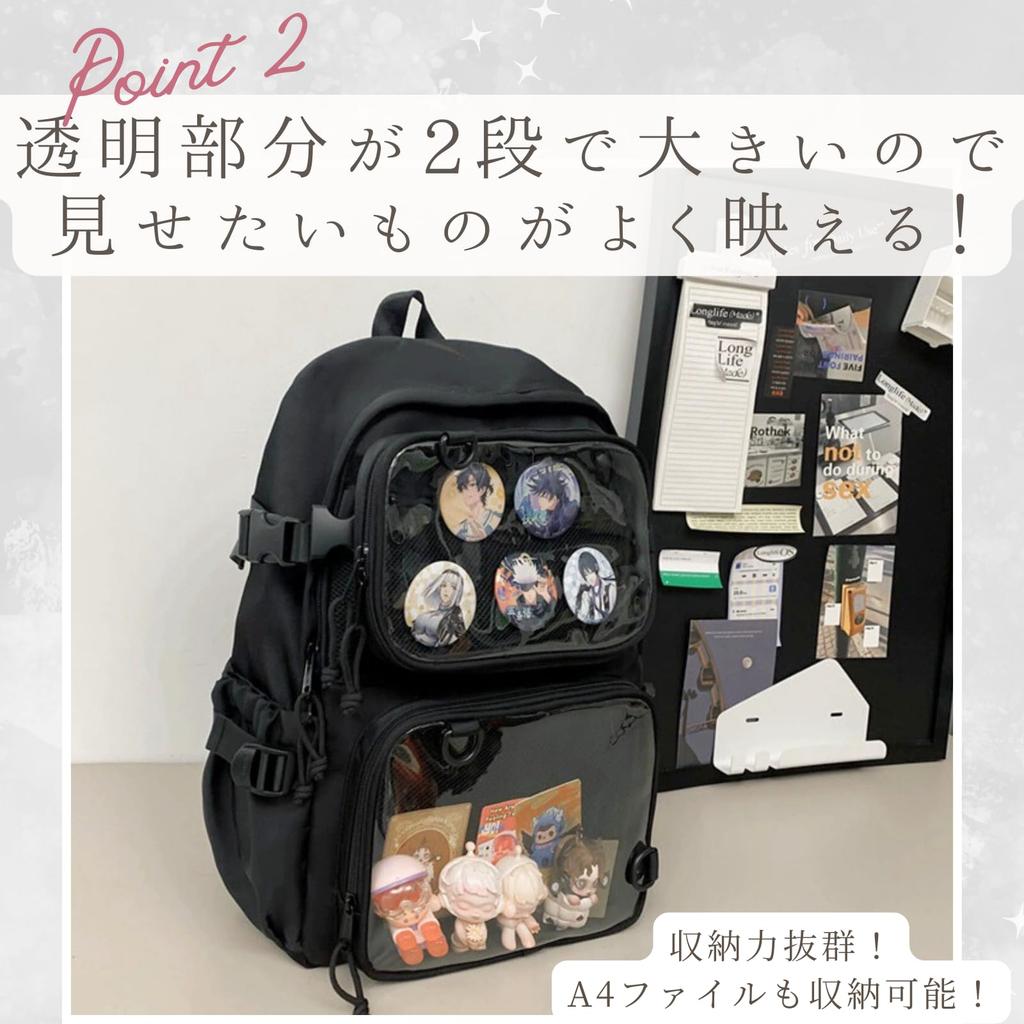 [Harujio] Detachable2-Way Ita Bag, Ita Backpack, Large Capacity, Transparent Backpack, Perfect for Otaku, Otaku Activities, and Oshi Activities,