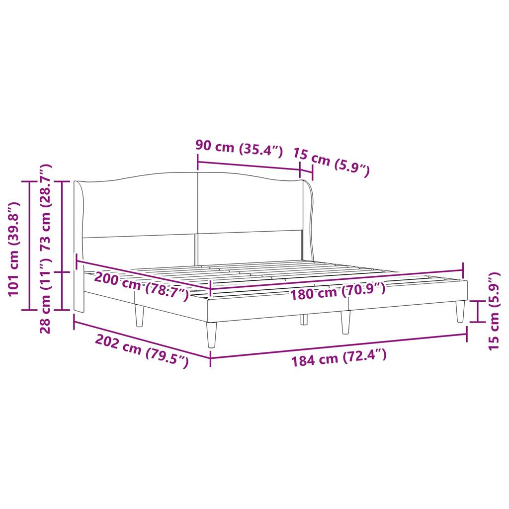 Bed Frame with Headboard White 180 x 200 cm Faux Leather