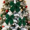 Red Green Christmas Bowknot Handcrafted Christmas Tree Decorations  Christmas Gift