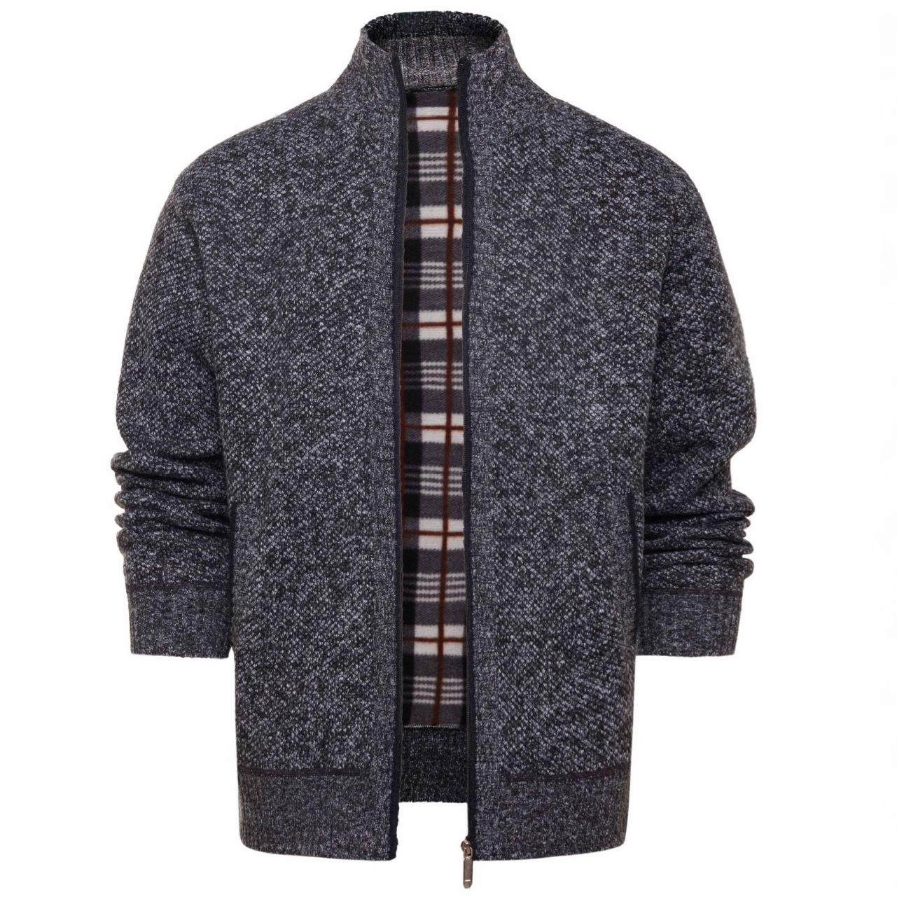 

Осень-зима Теплый кардиган Мужские флисовые свитера Куртки на молнии Slim Fit Роскошный брендовый трикотажный свитер Пальто Американский Джерси M темно-серого