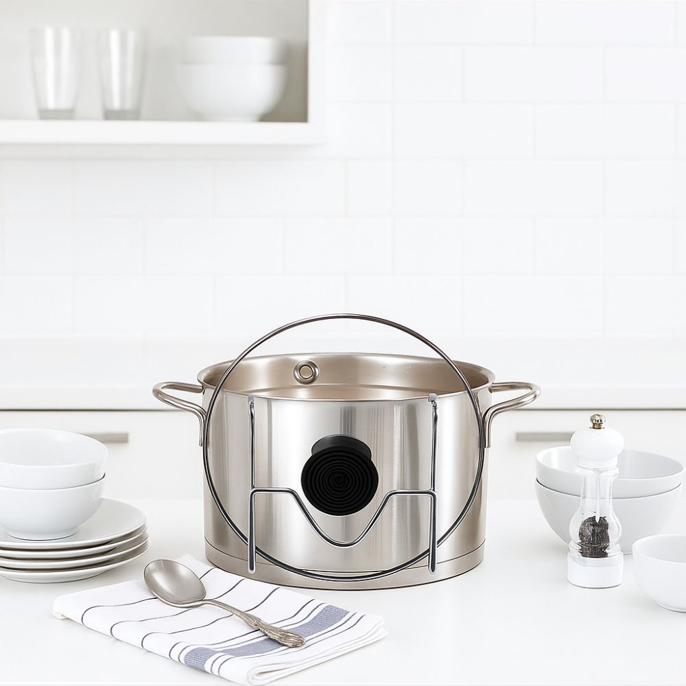 2pcs Stainless Steel Pot Lid Holder Anti-Tip Space-Saving Lid Storage Stand Non-Slip Pot Cover Rack Kitchen Tools