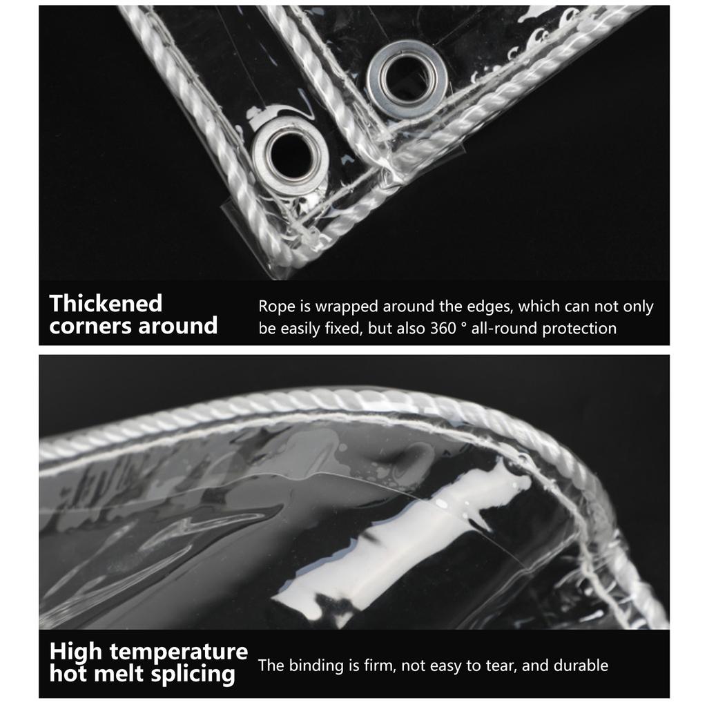 Clear PVC Tarp Water Proof Soft Glass Cloth Translucent Tarpaulin for Garden Balcony Truck Car Boat 2x2m