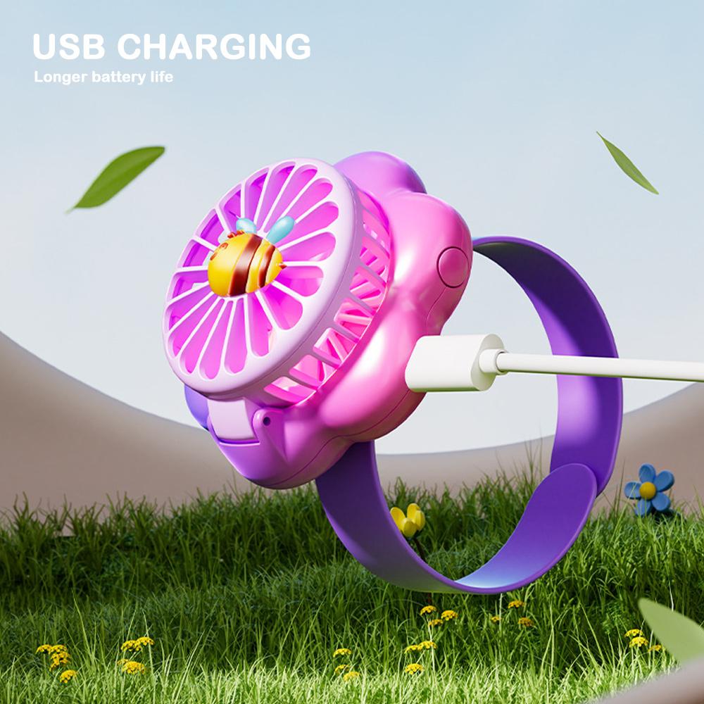 3 Wind Speeds Watch Fan Gradient Flowers USB Rechargeable Fan 2025 Handheld Fan Toy