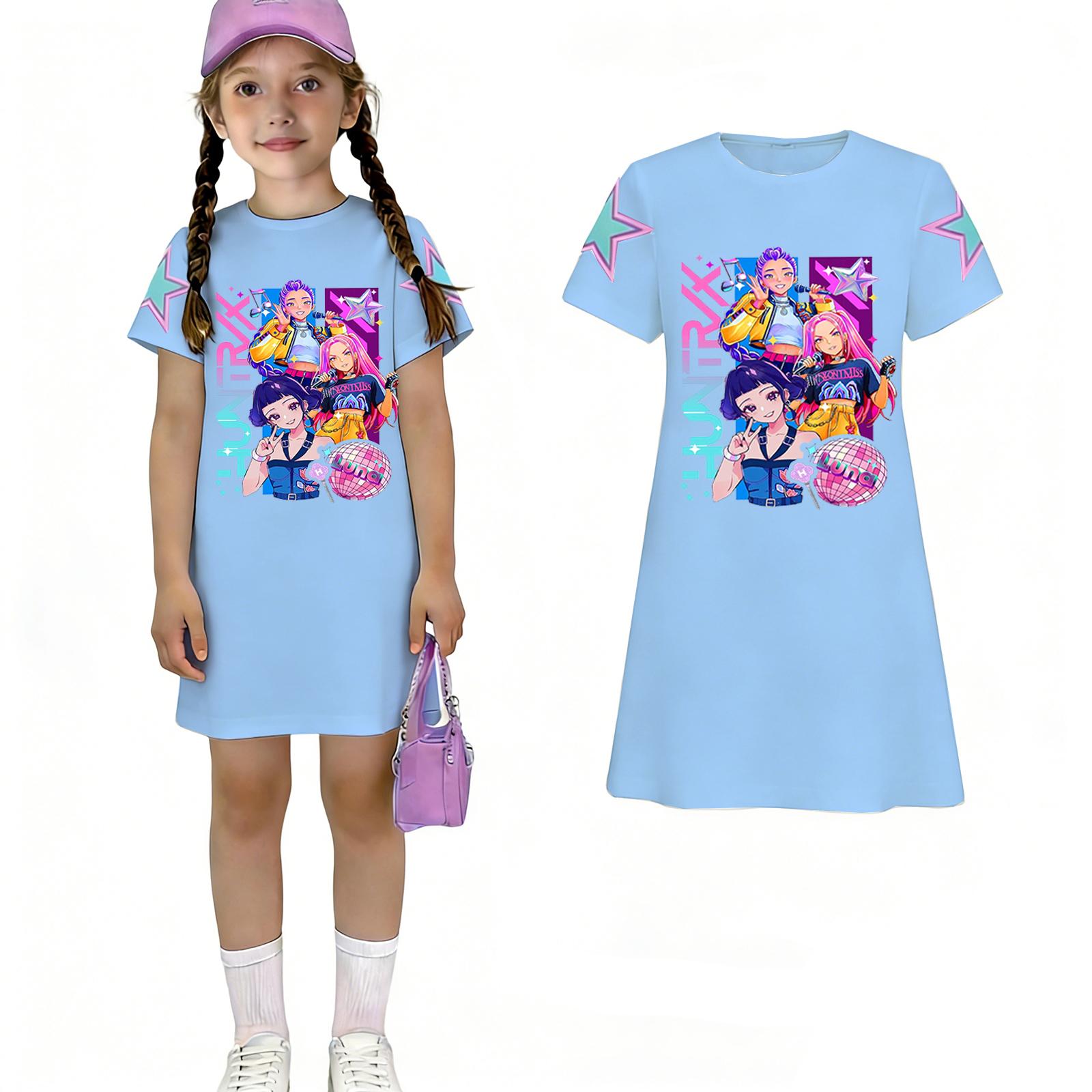 Children s Casual Round-neck Pullover Short-sleeved Dress 160