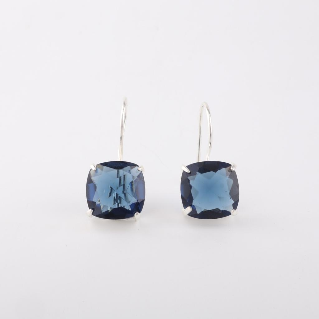 Naturstein London Blue Topaz Edelsten 925 Sterlingsølv Håndlagde Boho Øredobber 1" EE-172-13