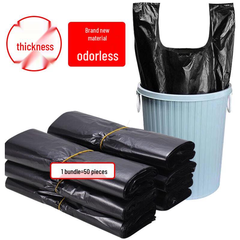 50 Thickened Black Vest-Style Disposable Garbage Bags for Home Use