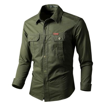 Camicia casual da esterno in cotone lavato Camicia a maniche lunghe