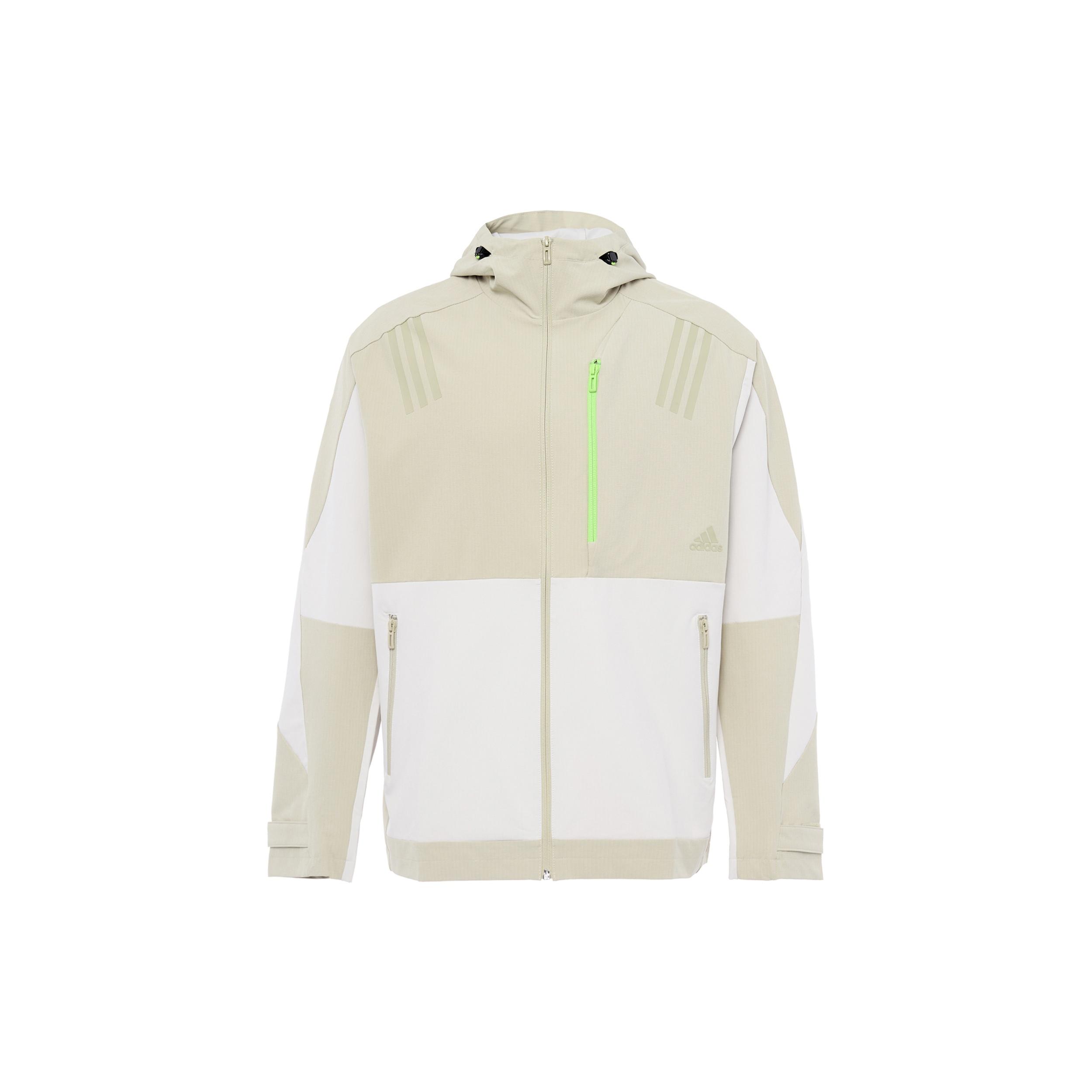 Men s adidas Splicing Side Pocket Zipper Hooded Jacket Beige H39270 M
