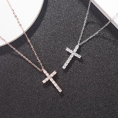 S925 Sterlingsilber Kreuz Zirkon Schlüsselbeinkette Anhänger - Trendiger europäisch/amerikanischer Hip Hop Schmuck