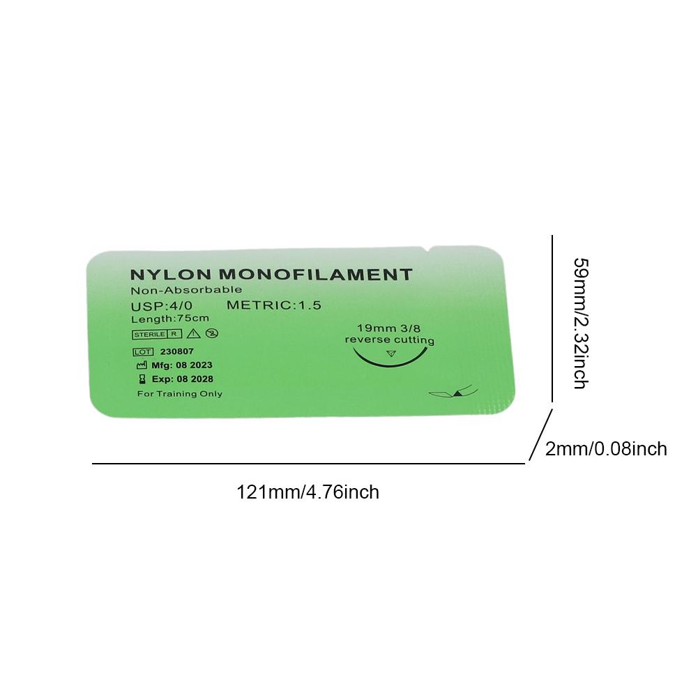 4/0 Medical Thread Suture Nylon Silk Veterinary Practice Suture Kit Non-injured for Medical Students Education