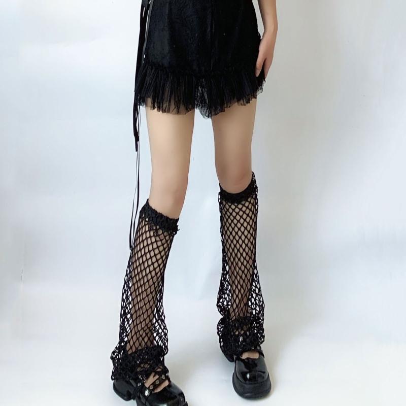 Summer Hollow Out Leg Covers Women Medium Fishnet Stockings Breathable Girls Leg Socks for Lolita Cosplay Party Daily