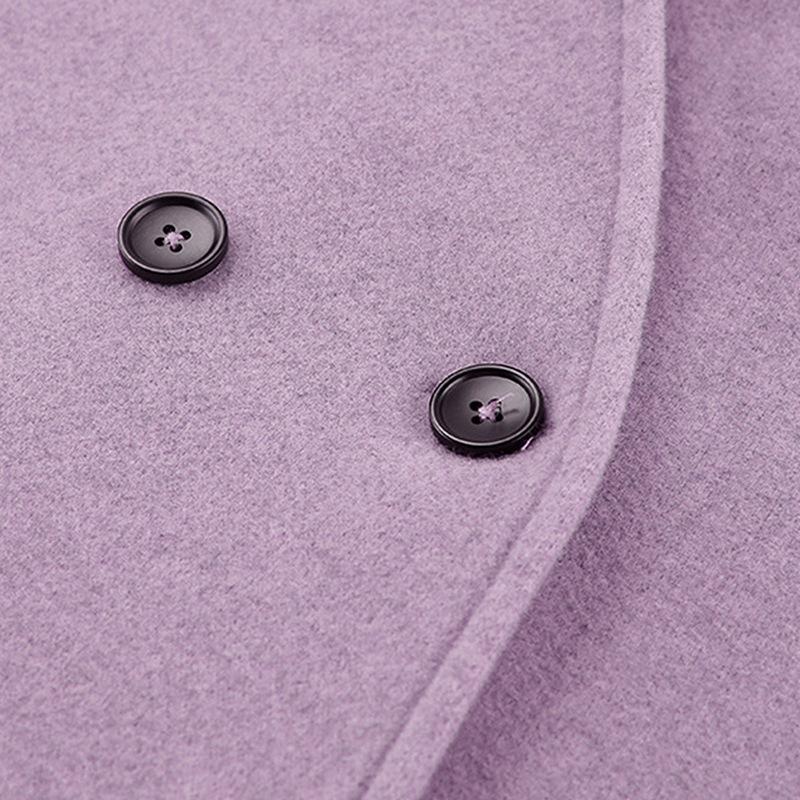 Dámský dvouřadý vlněný kabát jednobarevný ležérní elegantní britský styl všestranný top pro ženy