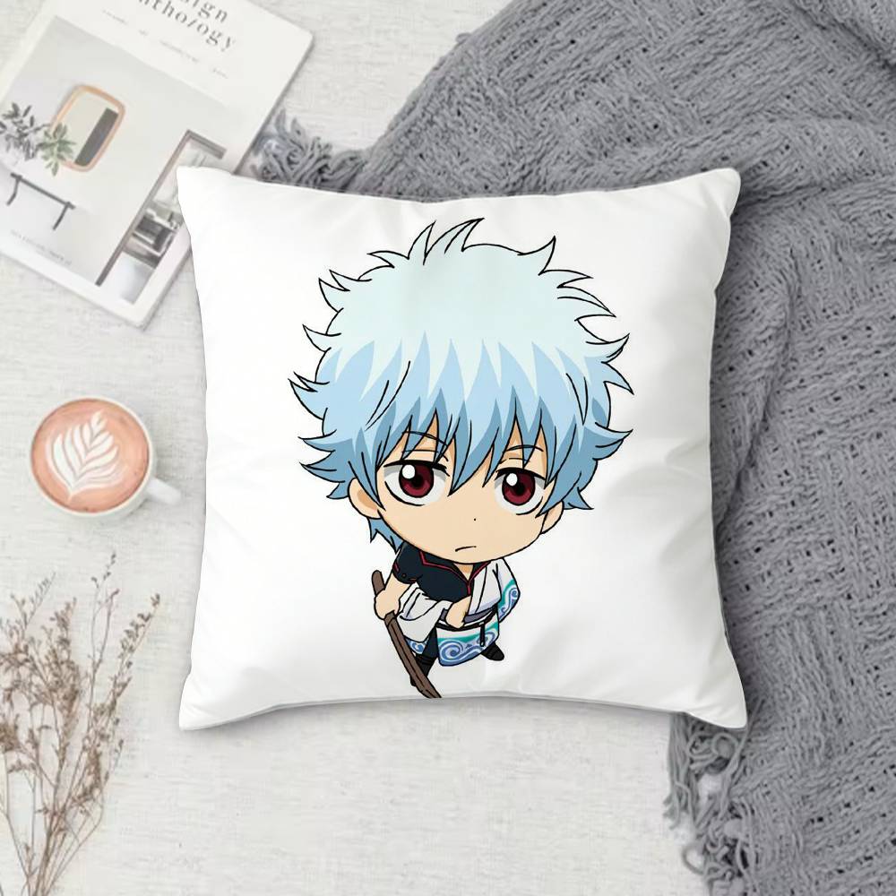 GGintama Anime  Doublesided Printed Square Pillow Cover Decorative Cushion Cover for Sofa Bedroom Bedside