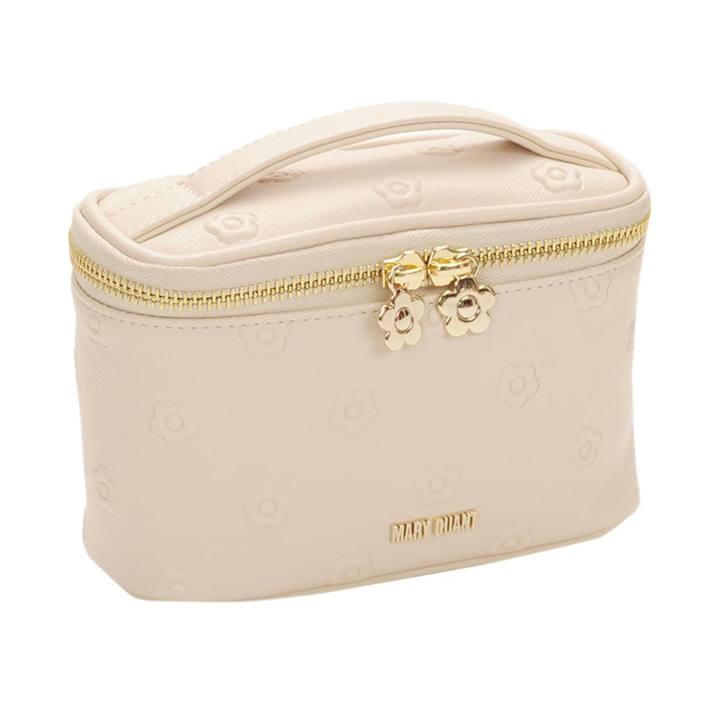 MARY QUANT Simple Embossed Daisy Vanity H10 x x Handle Beige W16.5 D7cm, 12cm,